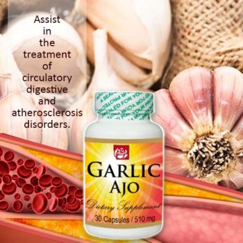 Garlic Ajo Dietary Supplement  30 Cpas 510 mg
